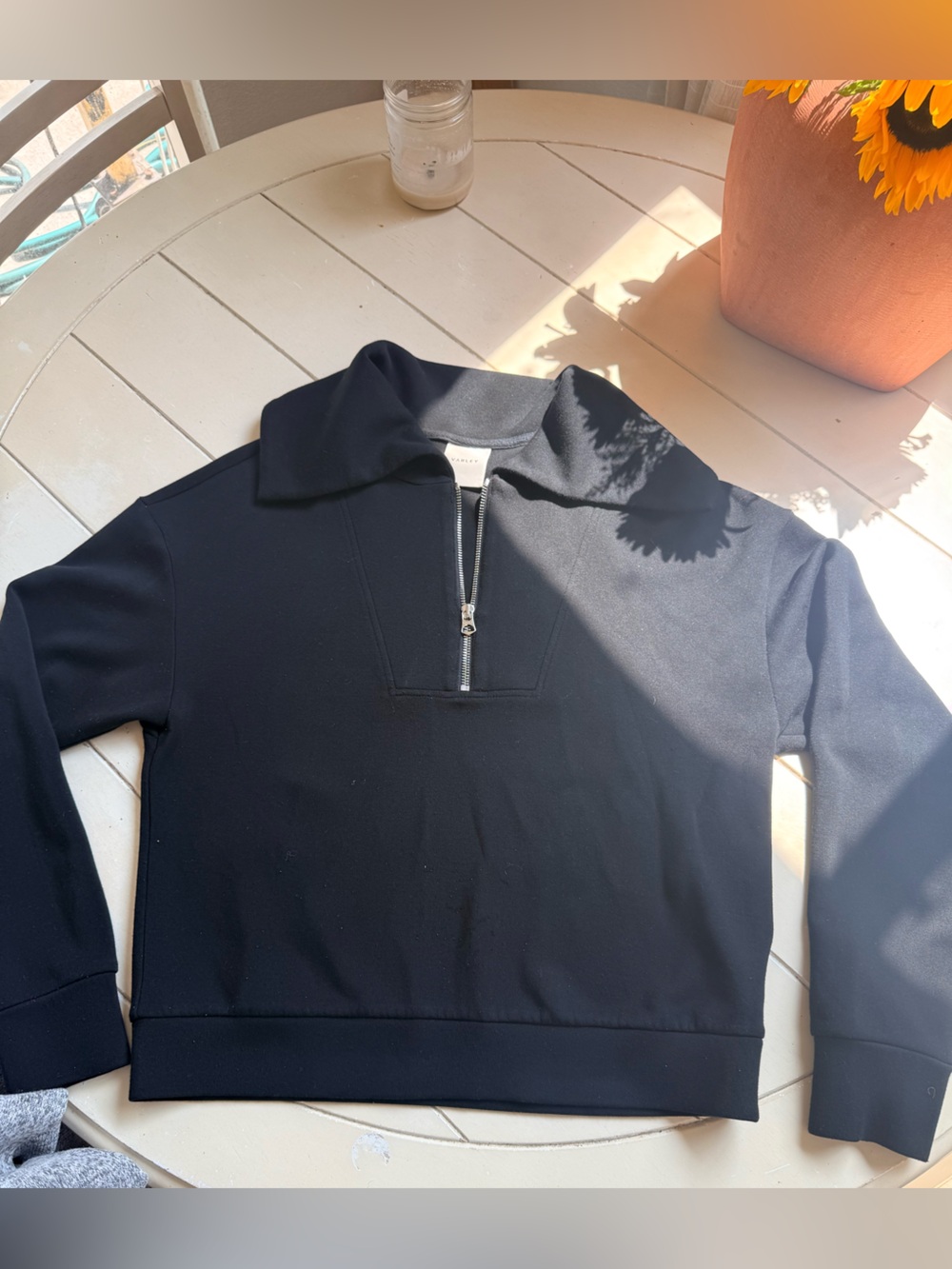 Varley Black Zip-Front Pullover Sweater